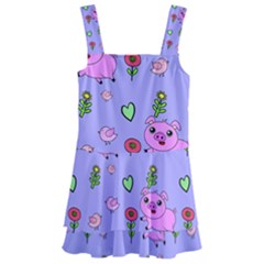 Flower Pink Pig Piggy Seamless Kids  Layered Skirt Swimsuit by Ravend