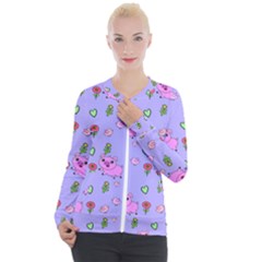 Flower Pink Pig Piggy Seamless Casual Zip Up Jacket by Ravend