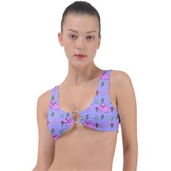 Flower Pink Pig Piggy Seamless Ring Detail Bikini Top by Ravend