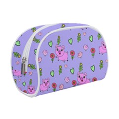 Flower Pink Pig Piggy Seamless Make Up Case (small) by Ravend