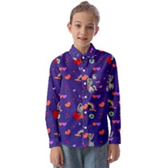 Rabbit Hearts Texture Seamless Pattern Kids  Long Sleeve Shirt by Ravend