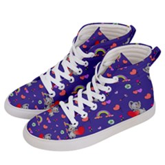 Rabbit Hearts Texture Seamless Pattern Women s Hi-top Skate Sneakers by Ravend