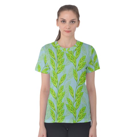 Background Leaves Branch Seamless Women s Cotton T-shirt by Ravend