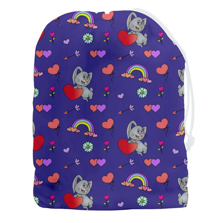 Rabbit Hearts Texture Seamless Pattern Drawstring Pouch (3XL)