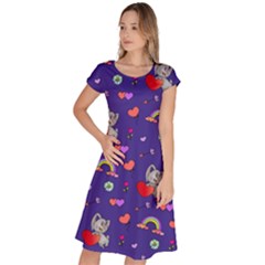 Rabbit Hearts Texture Seamless Pattern Classic Short Sleeve Dress by Ravend