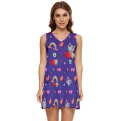 Rabbit Hearts Texture Seamless Pattern Tiered Sleeveless Mini Dress by Ravend