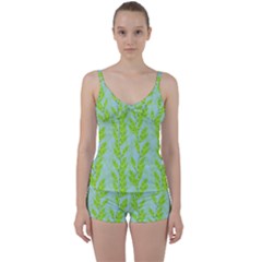 Background Leaves Branch Seamless Tie Front Two Piece Tankini by Ravend