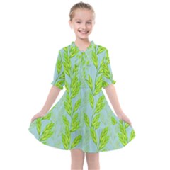 Background Leaves Branch Seamless Kids  All Frills Chiffon Dress by Ravend