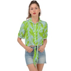 Background Leaves Branch Seamless Tie Front Shirt  by Ravend