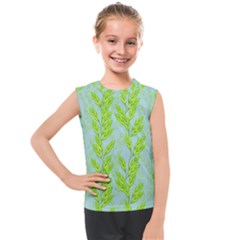 Background Leaves Branch Seamless Kids  Mesh Tank Top by Ravend