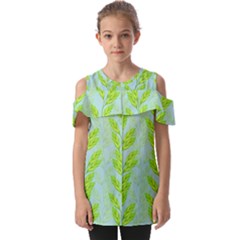 Background Leaves Branch Seamless Fold Over Open Sleeve Top by Ravend