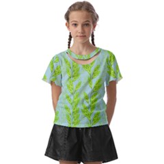 Background Leaves Branch Seamless Kids  Front Cut T-shirt by Ravend