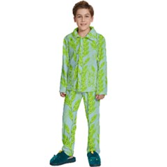 Background Leaves Branch Seamless Kids  Long Sleeve Velvet Pajamas Set by Ravend