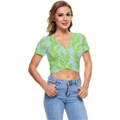 Background Leaves Branch Seamless Short Sleeve Foldover T-shirt by Ravend