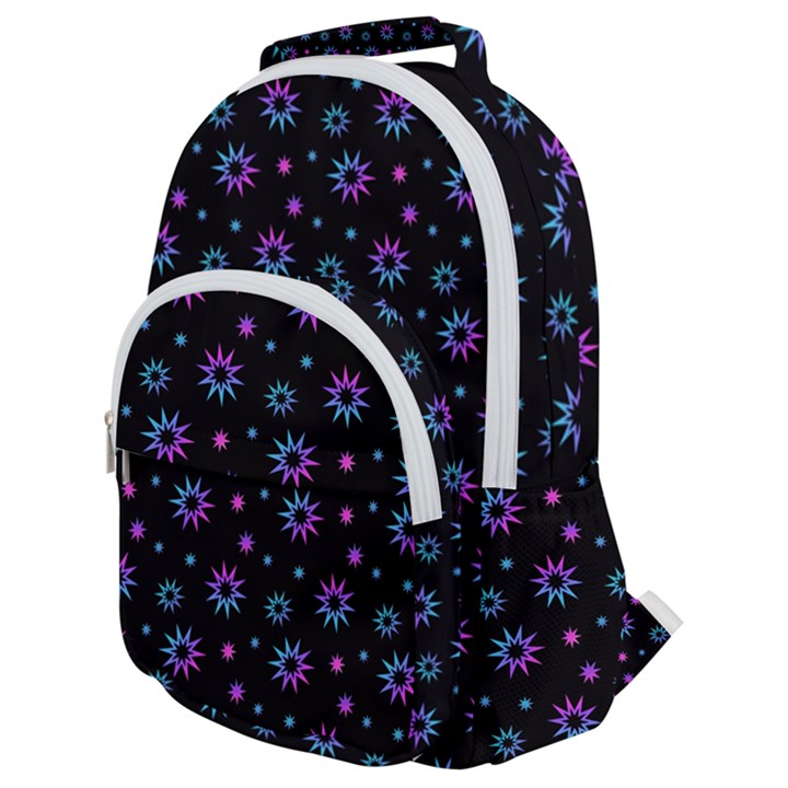 Stars Pattern Art Design Rounded Multi Pocket Backpack