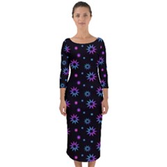 Stars Pattern Art Design Quarter Sleeve Midi Bodycon Dress by Ravend