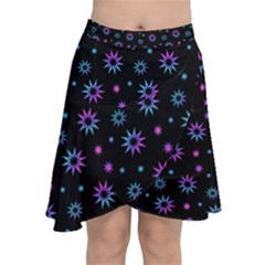 Stars Pattern Art Design Chiffon Wrap Front Skirt by Ravend