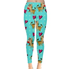 Cat Love Pattern Everyday Leggings  by Ravend