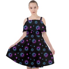 Stars Pattern Art Design Cut Out Shoulders Chiffon Dress by Ravend