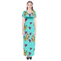 Cat Love Pattern Short Sleeve Maxi Dress View1