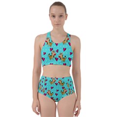 Cat Love Pattern Racer Back Bikini Set