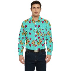 Cat Love Pattern Men s Long Sleeve Pocket Shirt  by Ravend