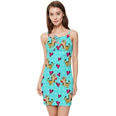 Cat Love Pattern Summer Tie Front Dress by Ravend