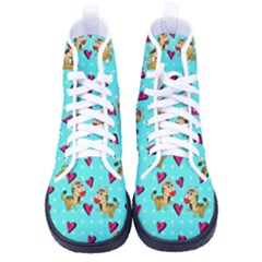 Cat Love Pattern Women s High-top Canvas Sneakers by Ravend