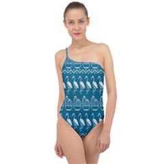 Pattern Background Art Wallpaper Classic One Shoulder Swimsuit by Ravend