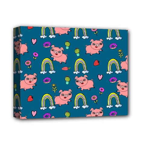 Flowers Pink Pig Piggy Seamless Deluxe Canvas 14  X 11  (stretched) by Ravend