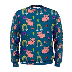 Flowers Pink Pig Piggy Seamless Men s Sweatshirt by Ravend