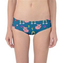 Flowers Pink Pig Piggy Seamless Classic Bikini Bottoms by Ravend