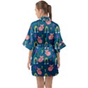 Flowers Pink Pig Piggy Seamless Half Sleeve Satin Kimono  View2