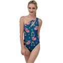 Flowers Pink Pig Piggy Seamless To One Side Swimsuit View1