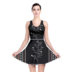 Flowers Line Art Wall Decoration Reversible Skater Dress by Ravend