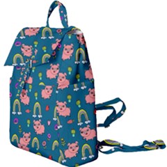 Flowers Pink Pig Piggy Seamless Buckle Everyday Backpack by Ravend