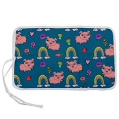 Flowers Pink Pig Piggy Seamless Pen Storage Case (l) by Ravend