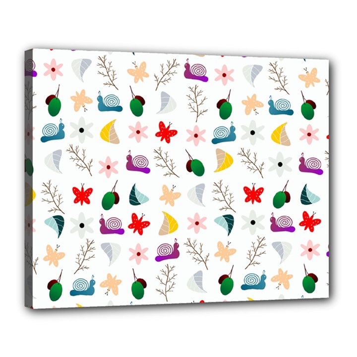 Snail Butterfly Pattern Seamless Canvas 20  x 16  (Stretched)