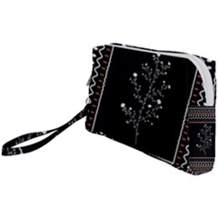 Flowers Line Art Wall Decoration Wristlet Pouch Bag (small) by Ravend