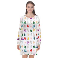 Snail Butterfly Pattern Seamless Long Sleeve Chiffon Shift Dress  by Ravend