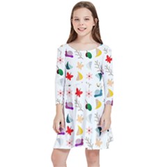 Snail Butterfly Pattern Seamless Kids  Quarter Sleeve Skater Dress by Ravend