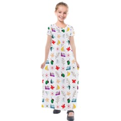 Snail Butterfly Pattern Seamless Kids  Short Sleeve Maxi Dress by Ravend