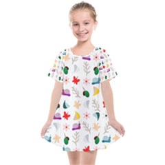 Snail Butterfly Pattern Seamless Kids  Smock Dress by Ravend