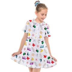 Snail Butterfly Pattern Seamless Kids  Short Sleeve Shirt Dress by Ravend