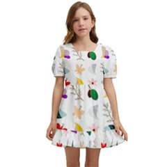 Snail Butterfly Pattern Seamless Kids  Short Sleeve Dolly Dress by Ravend