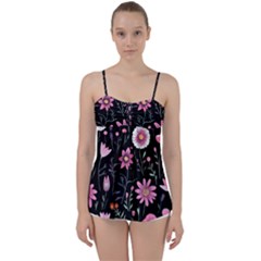 Flowers Pattern Babydoll Tankini Top by Ravend