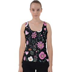 Flowers Pattern Velvet Tank Top by Ravend