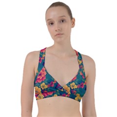 Floral Art Flowers Textile Sweetheart Sports Bra by Ravend