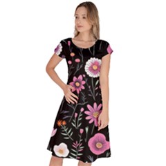 Flowers Pattern Classic Short Sleeve Dress by Ravend