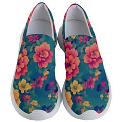 Floral Art Flowers Textile Women s Lightweight Slip Ons by Ravend